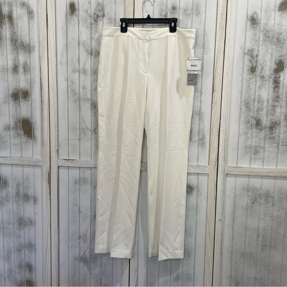 Kasper Classic fit crepe womens pants straight white 8 strech sits at waist work - Picture 2 of 12